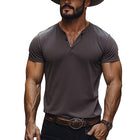 Men's Cotton Blend Henley T-Shirt | Short Sleeve Button Neck | Comfortable Casual Fit | Versatile Everyday Wear | High-Quality Fabric
