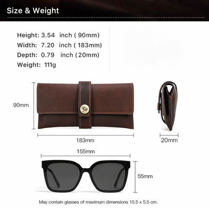 Handmade Glasses Storage Bag for Men | Top Layer Cowhide | Magnetic Buckle | Portable Eyewear Case | Luxury Protective Interior | Compact Design | Artisanal Eyewear Holder | Durable Leather
