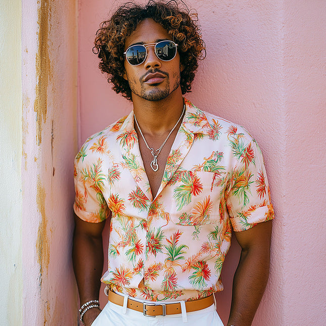 Men's Summer Shirt | Breathable Printed Short Sleeve | Fashion Blended Fabric | Casual Lightweight Comfort | Modern Style