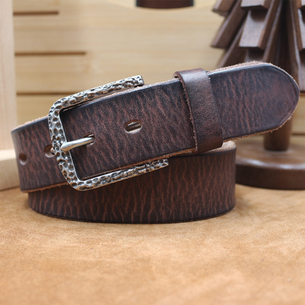 Men's Vintage Distressed Leather Belt | Pure Cowhide | Rugged Charm | Classic Appeal | Sturdy Metal Buckle | Versatile Width | Casual & Formal Wear | Multiple Sizes | Timeless Accessory | Perfect for Jeans or Dress Trousers