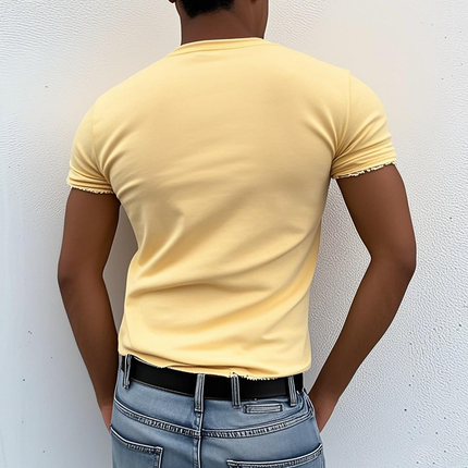 Men's T-Shirt | Raw Edge Design | Distressed Holes | Round Neck | Short Sleeve | Soft Cotton | Casual Wear | Fashion Tee | Modern Style