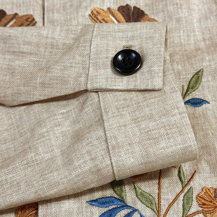 Men's Slim Fit Linen Jacket | Embroidered Stand Collar | Casual & Formal Outerwear | Stylish Single Breasted Blazer | Breathable Summer Coat | Fashionable Tailored Design | Versatile Wardrobe Essential