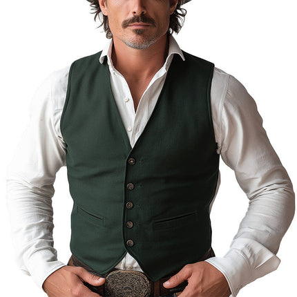 Men's Casual Vest | Solid Color Blended | Western Cowboy Style | Summer Fashion | Versatile Outerwear | Timeless Design | Durable & Comfortable | Premium Fabric | Semi-Formal Attire | Fashion Forward Wardrobe Essential