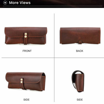 Men's Glasses Case | Portable Travel Eyewear Storage | Top Layer Cowhide | Compact & Durable Design | Secure Closure | Scratch & Dust Protection | Versatile for Sunglasses & Prescription Glasses | Ideal Commuting Companion