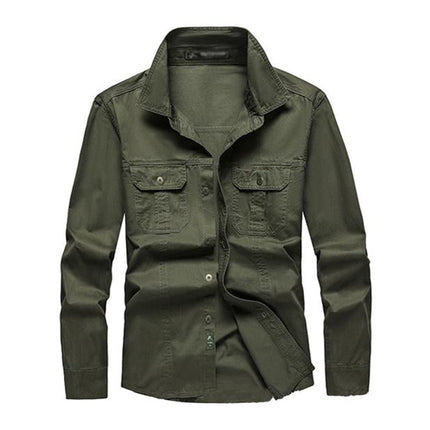 Men's Vintage Style Long Sleeve Dress Shirt | Cotton Blend | Lapel Collar | Solid Color | Two Chest Pockets | Machine Washable | Durable and Stylish | Versatile Fashion Statement
