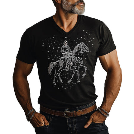 Men's Summer Western Style T-Shirt | Cowboy Print | Short Sleeve | Blended Fabric | Casual | Comfortable | Adventure Spirit | Unique Design | Breathable Summer Wear | Stylish Western Look