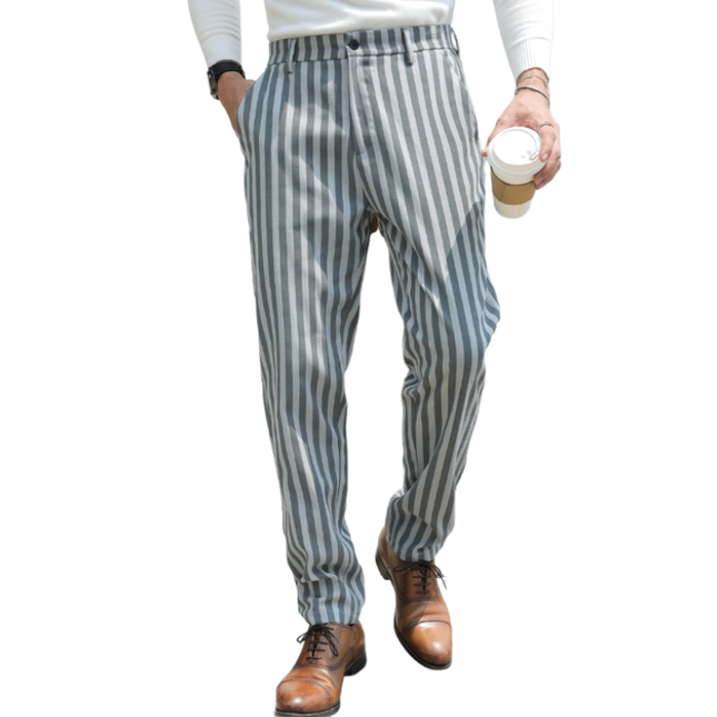 Men's Slim Straight Pants | Contrast Color Stripes | Cotton Fabric | Modern Casual Fashion | Breathable and Durable | Versatile Streetwear | Multiple Pockets | Easy Care | Everyday Comfort