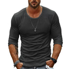 Men's Long Sleeve T-Shirt | Casual Solid Color | Round Neck | Breathable Soft Cotton Blend | Versatile & Durable | Classic Style | Perfect for Layering | Ideal for Casual & Semi-Formal Settings