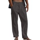 Men's Cotton Linen Pants | Casual Solid Color | Breathable Lightweight Fabric | Elastic Waistband with Drawstring | Relaxed Fit | Functional Pockets | Easy Care | Versatile Everyday Wardrobe Essential