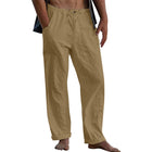 Men's Cotton Linen Pants | Casual Solid Color | Breathable Lightweight Fabric | Elastic Waistband with Drawstring | Relaxed Fit | Functional Pockets | Easy Care | Versatile Everyday Wardrobe Essential