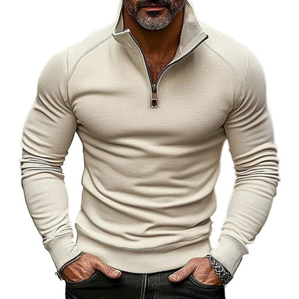 Men's Stand Collar Sweatshirt | Casual Solid Color | Long Sleeve | Cotton Blend | Comfortable Fit | Versatile Everyday Wear | Available in Black, Navy, Gray, White | Soft Breathable Fabric