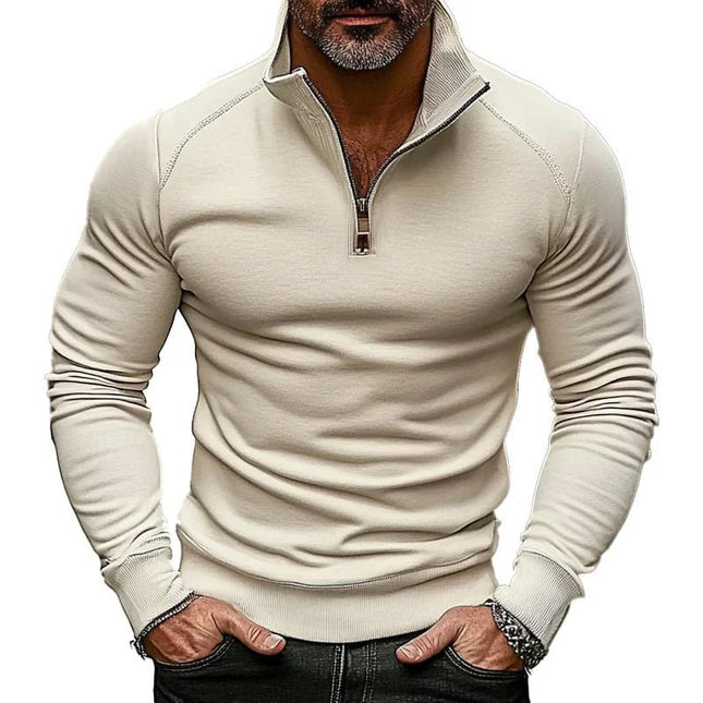 Men's Stand Collar Sweatshirt | Casual Solid Color | Long Sleeve | Cotton Blend | Comfortable Fit | Versatile Everyday Wear | Available in Black, Navy, Gray, White | Soft Breathable Fabric