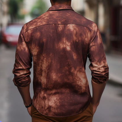 Men's Tie-Dye T-Shirt | Red Brown Cotton Casual Top | Short Sleeve Summer Shirt | Breathable & Stylish | Relaxed Fit | Retro-Inspired Design | S-3XL Sizes | Versatile Everyday Wear