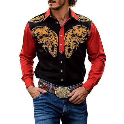 Men's Long Sleeve Shirt | Contrast Print Design | Classic Pointed Collar | Versatile for Formal & Casual Wear | Modern & Stylish | Machine Washable | Perfect for All Seasons | Adds Flair to Wardrobe