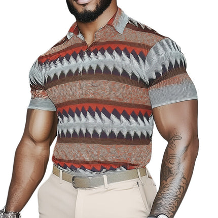 Men's Slim Fit Polo Shirt | Brightly Printed | Vibrant Summer Style | Short Sleeve | Lightweight Fabric | Classic Three-Button Collar | Comfortable Breathable Design | S-3XL Sizes Available