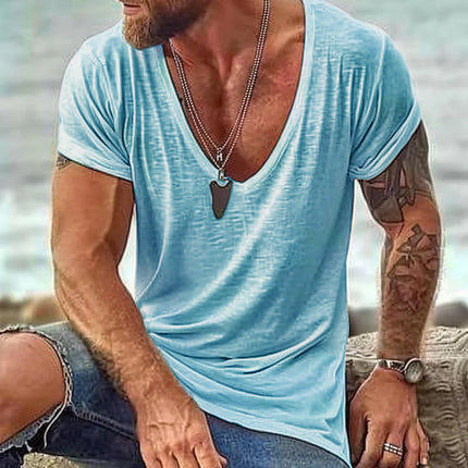 Men's Casual V Neck Cotton T-Shirt | Short Sleeve | Soft Comfortable Fit | Breathable Fabric | Classic Colors | Everyday Wardrobe Essential | Durable Quality | Easy Care | Affordable Menswear