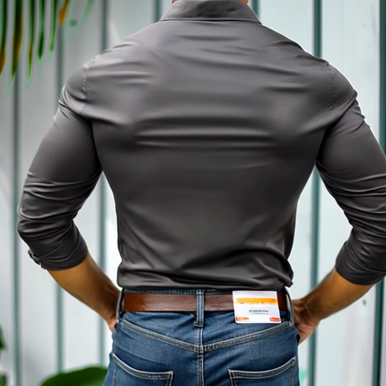 Men's Casual Shirt | Solid Color | Long Sleeve | Classic Lapel Collar | Cotton Fabric | Machine Washable | Versatile Everyday Wear | Available in Multiple Sizes