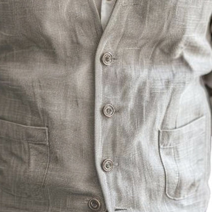Men's Vest | Casual Cotton Linen | V-neck Single-breasted | Patch Pockets | Breathable Soft Fabric | Durable Slim Fit | Versatile Layering | Easy Care | Multiple Colors | Sophisticated Everyday Style