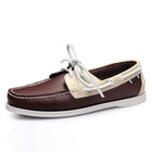 Men's Leather Moc-Toe Boat Shoes | 360° Lacing System | Rustproof Eyelets | Contrast Stitching | Flexible Outsole | Casual Cool Style | Timeless Appeal