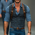 Men's Slim Fit Vest | Vintage Plaid Pattern | Blended Fabric | V-Neck Design | Sleeveless | Smart Casual and Formal Wear | Button-Front Closure | Versatile Layering Piece | Sizes S to XXXL
