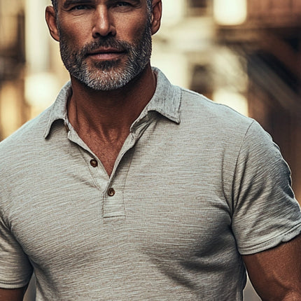 Men's Polo Shirt | Solid Color | Cotton Blend | Lapel Collar | Short Sleeve | Casual & Semi-Formal | Comfortable Fit | Durable | Versatile Wardrobe Essential