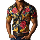 Men's Western Rose Print Satin Shirt | Retro Cowboy Style | Short Sleeve | Luxury Vintage | Satin Lapel | Classic Western Aesthetic | Casual Summer Style | Elegant Design | Comfortable Fit