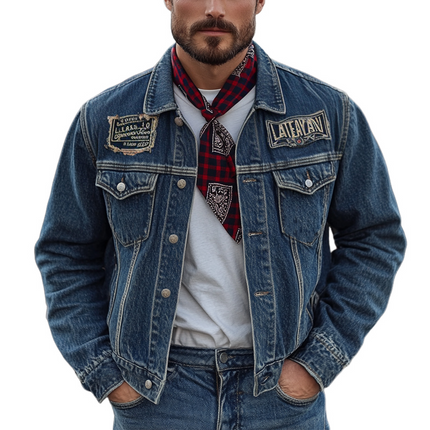 Men's Dark Blue Vintage Washed Denim Jacket | Button Front | Premium Cotton | With Chest & Side Pockets | Classic Style | Long Sleeves | Durable Metal Buttons | Relaxed Fit | Casual Outerwear