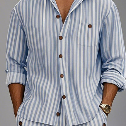 Men's Long Sleeve Striped Hoodie Set | Casual Two-Piece Outfit | Trendy Striped Print | Comfortable Activewear | Fashionable Relaxed Fit | Ideal for Various Casual Occasions | Hoodie & Shorts Combo