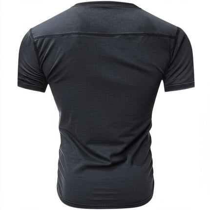 Men's Retro V-neck Lace-up Short Sleeve T-shirt | Summer Casual Top | Comfortable Breathable Material | Vintage Fashion Style | Versatile Outfit | Optimal Warm Weather Wear | Available in Various Sizes