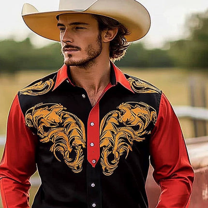 Men's Long Sleeve Shirt | Contrast Print Design | Classic Pointed Collar | Versatile for Formal & Casual Wear | Modern & Stylish | Machine Washable | Perfect for All Seasons | Adds Flair to Wardrobe