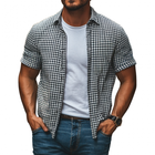 Men's Vintage Plaid Shirt | Cotton Fabric | Loose Fit | Lapel Collar | Short Sleeves | Breathable & Comfortable | Retro Style | Casual Wear | Easy Care | Versatile | Ideal for Warm Weather | Multiple Sizes