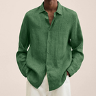 Men's Loose Fit Cotton Blend Shirt | Long Sleeve | Lapel Collar | Casual Wear | Multiple Seasons | Single Breasted | Versatile Style | Classic Dress Shirt