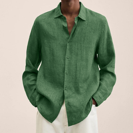 Men's Loose Fit Cotton Blend Shirt | Long Sleeve | Lapel Collar | Casual Wear | Multiple Seasons | Single Breasted | Versatile Style | Classic Dress Shirt