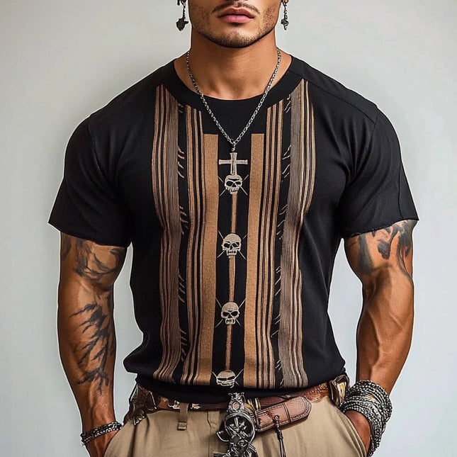 Men's Retro T-Shirt | Short Sleeve Crew Neck | Vintage Style | Classic Design | Comfortable Fit | Breathable Fabric | Ideal for Casual Wear | Soft and Durable | Versatile Wardrobe Essential
