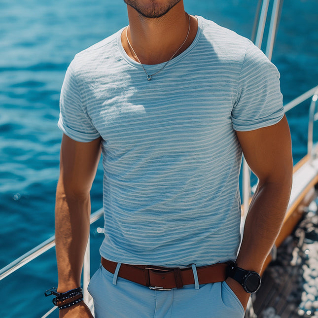 Men's Nautical Striped T-Shirt | Retro Casual | Short Sleeve | Crew Neck | Breathable Cotton Blend | Relaxed Fit | Versatile Style | S-3XL | Perfect for Spring Summer | Classic Maritime Fashion