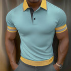 Men's Colorblock Polo Shirt | Summer Business Casual | Short Sleeve Cotton Blend | S-3XL Sizes | Breathable Fabric | Classic Button Placket | Versatile Style