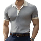 Men's Polo Shirt | Classic Business Style | Vertical Stripes | Knitted Fabric | Tailored Fit | Short Sleeve | Traditional Collar | Breathable Material | Machine Washable | Sizes S-3XL