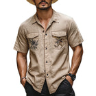 Men's Short Sleeve Shirt | Botanical Print | Casual Pocket Design | Breathable Fabric | Stylish & Comfortable | Perfect for Casual & Semi-Formal Events | Ideal for Warm Weather | Versatile Fashion