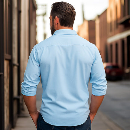 Men's Denim Shirt | Embroidered Long Sleeve | Summer Fashion | Casual & Dressy | Breathable Material | Regular Fit | Versatile Style | Durable & Comfortable | Button-Up Closure | Trendy Men's Tops