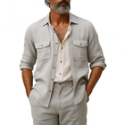 Men's Linen Shirt | Breathable Casual Long Sleeve | Lapel Collar | Chest Pocket Design | Loose Fit | Lightweight Fabric | Versatile Style for Warm Days | Easy Care | Multiple Colors & Sizes Available