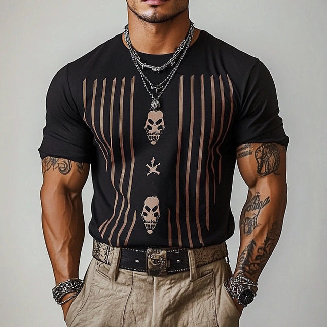 Men's Retro Striped T-Shirt | Short Sleeve Crew Neck | Vintage Style | Casual Men's Top | Classic Durable Fabric | Everyday Wear