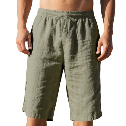 Men's Casual Shorts | Breathable Cotton Linen | Elastic Waist | Loose Fit | Lightweight | Comfortable | Ideal for Warm Weather | Versatile Summer Wear | Functional Pockets | Neutral Colors | Multiple Sizes