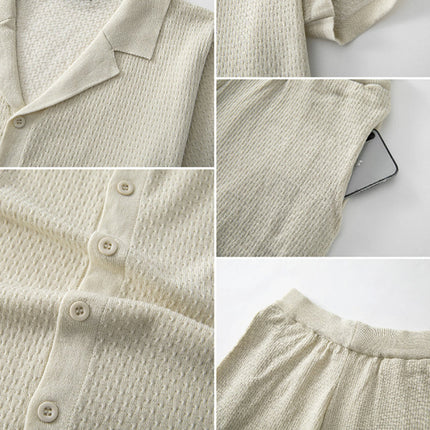 Men's Fashion Two Piece Set | Casual Knitted Jacquard | Short Sleeve Top & Shorts | Comfortable & Stylish Outfit | Trendy Pattern | Versatile & Breathable | Relaxed Fit | Multiple Colors Available | Activewear