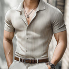 Men's Summer Short Sleeve Shirt | Striped Business Casual Dress Shirt | Lightweight Breathable Fabric | Classic Collar | Versatile Semi-Formal Wear | Sizes S to 3XL | Machine Washable