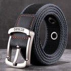 Men's Belt | Casual Canvas Leather | Pin Buckle | Classic Dual-tone Design | Versatile Everyday Wear | Adjustable Strap | Multiple Sizes | Black Brown Khaki Options