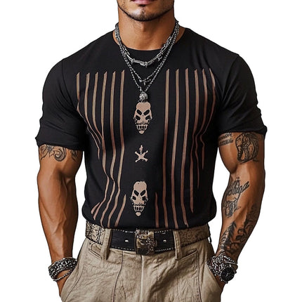 Men's Retro Striped T-Shirt | Short Sleeve Crew Neck | Vintage Style | Casual Men's Top | Classic Durable Fabric | Everyday Wear