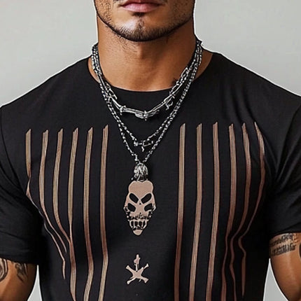 Men's Retro Striped T-Shirt | Short Sleeve Crew Neck | Vintage Style | Casual Men's Top | Classic Durable Fabric | Everyday Wear