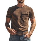 Men's Vintage Western Round Neck T-Shirt | Short Sleeve | Classic Retro Design | Comfortable Fit | Casual Wear | Breathable Material | Stylish Patterns
