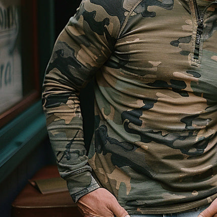 Men's Camouflage Hoodie | Outdoor Activewear Jacket | Soft Breathable Fabric | Adjustable Drawstring Hood | Ribbed Cuffs | Versatile for Hiking Camping | Available S-3XL
