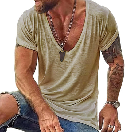Men's Casual V Neck Cotton T-Shirt | Short Sleeve | Soft Comfortable Fit | Breathable Fabric | Classic Colors | Everyday Wardrobe Essential | Durable Quality | Easy Care | Affordable Menswear